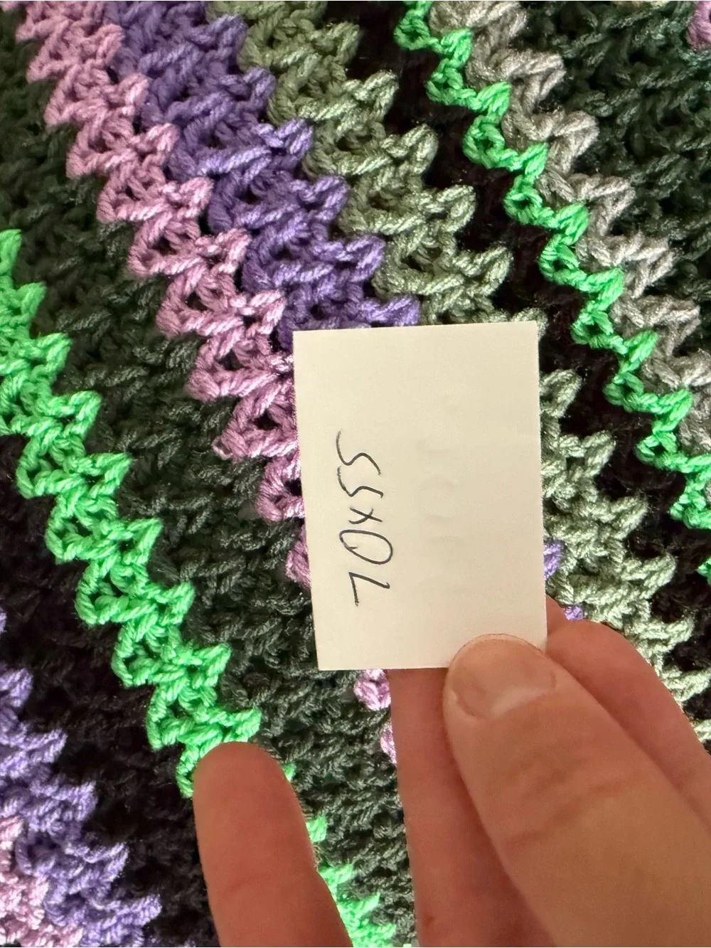 VTG Handmade Crochet Granny Square Afghan Blanket Throw Multi Color Boho Purple